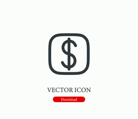 Dollar vector icon. Editable stroke. Symbol in Line Art Style for Design, Presentation, Website or Mobile Apps Elements, Logo.  Cash symbol illustration. Pixel vector graphics - Vector