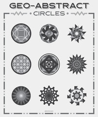 Geometrical Abstract Greyscale Circle Logo Icons 