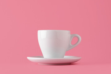 Mockup of a coffee cup isolated on pink background for logo or slogan insertion