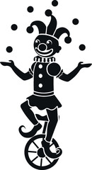 Circus Juggler Juggling Tricycle Act Performance Performer Jester Clown Cartoon Smiling Smile Juggle