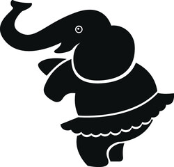 Cartoon Performing Elephant Circus Performer Animal Trunk Tutu Balancing Act Performance