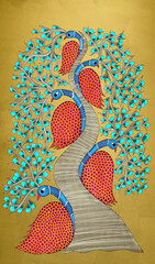 Indian tribal Gond art illustration painting