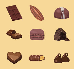 nine chocolate candies