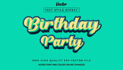 editable Birthday Party vector text effect with modern style design