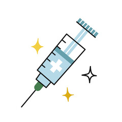 Vaccine syringe. Covid-19 coronavirus cartoon style vector illustration.