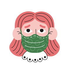 Girl in a mask. Covid-19 coronavirus vector illustration.