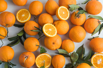 Healthy fruits, orange fruits background.  Slices of citrus fruits - oranges.