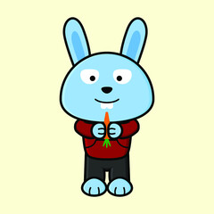 Cute bunny mascot wants to eat carrots of illustration vector