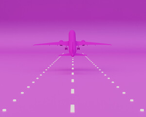 3d illustration,airplane,taking off on the runway,3d rendering