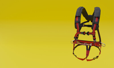 Fototapeta na wymiar 3d illustration, safety harness, yellow background, copy space 3d rendering