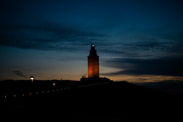 Close-up of lighthouse at night