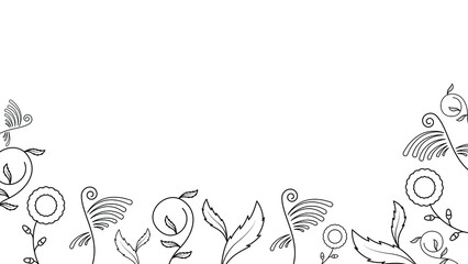 Abstract Doodle Background Nature Summer Elements Hand Drawn Collection Botanic Herbal Flora Leaf Branch Vine Flower Plant Elements Vector Desgin Style