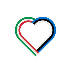  unity concept. heart ribbon icon of italy and estonia flags. vector illustration isolated on white background