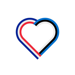  unity concept. heart ribbon icon of france and estonia flags. vector illustration isolated on white background