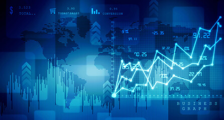 2d rendering Stock market online business concept. business Graph 
