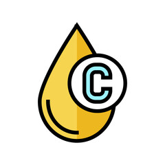 vitamin c in lemon color icon vector. vitamin c in lemon sign. isolated symbol illustration