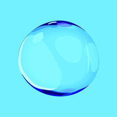 Abstract 3d bubble isolated on a blue background. 3d rendering