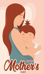 Isolated mom and baby caucasian vector illustration