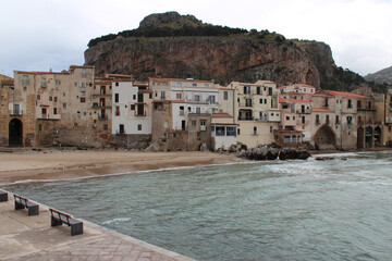 mediterranean coast in cefalù in sicily (italy) 