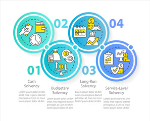 Budget balance circle infographic template. Expenditures and income Data visualization with 4 steps. Process timeline info chart. Workflow layout with line icons. Myriad Pro-Regular font used