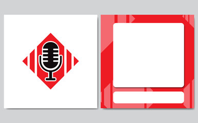 microphone illustration and instagram post background. microphone logo is perfect for podcasts, music, studio symbols and more