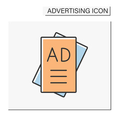 Advertising color icon. Advertisement flyers for commercial products. Business concept. Isolated vector illustration