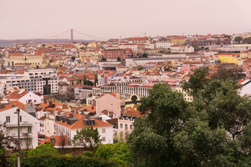 Fototapeta na wymiar View of the streets of Lisbon from the hill