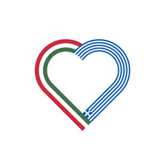 unity concept. heart ribbon icon of hungary and greece flags. vector illustration isolated on white background