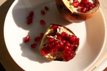 pomegranate on a plate