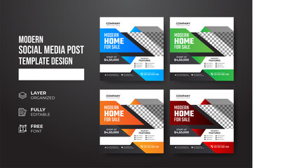 Modern and creative real estate social media post template