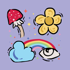 hand drawn cute cartoon element set