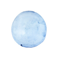 Blue watercolor paint circle isolated on white background