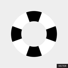 Black and White swim ring, Swimming ring, Life buoy vector icon in flat style design for website design, app, UI, isolated on background. Vector illustration.