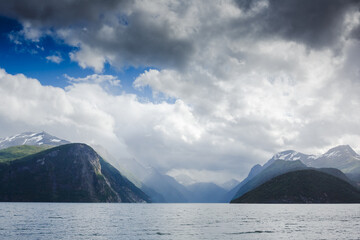 Bird view of fjord in Norway