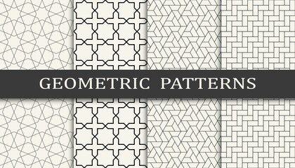 Set of arabic seamless patterns. Asian geometric traditional design islamic pattern. Seamless arabic ramadan pattern. - obrazy, fototapety, plakaty