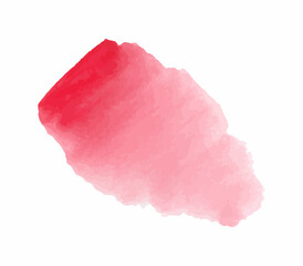 Wide red watercolour brush stroke. Paint spot on a white background. Vector graphics