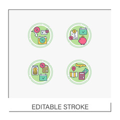  Financial literacy concept icons set. Budget planning. Accounting book and savings. Business.Vector isolated conception metaphor illustrations
