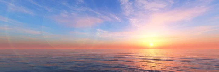 Foto op Plexiglas Ocean panorama sunset, seascape panoramic, 3D rendering © ustas