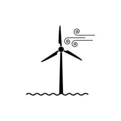 Wind turbine offshore icon on white background