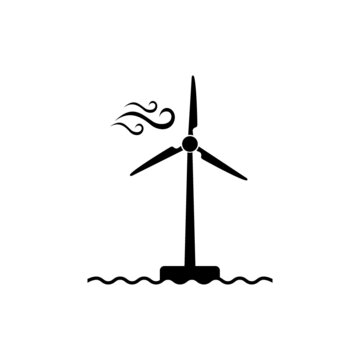 recommend clip art: Wind turbine offshore icon on white background