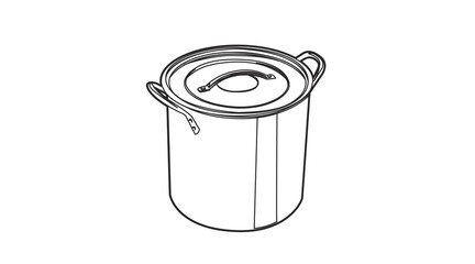 Vector Isolated Illustration of a Steel Pot. Black and white illustration