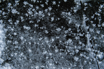 Texture of frozen ice surface with snow