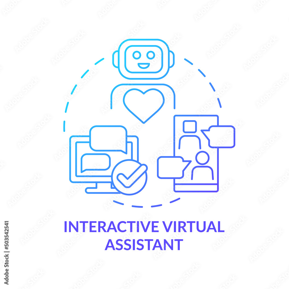 Wall mural interactive virtual assistant blue gradient concept icon. automated chatbot. type of customer servic
