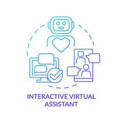 Interactive virtual assistant blue gradient concept icon. Automated chatbot. Type of customer service abstract idea thin line illustration. Isolated outline drawing. Myriad Pro-Bold font used
