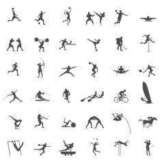 Sports icons set, olympig sports human figures isolated vector illustration - 503542588