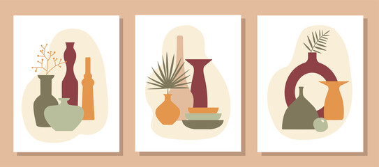 Ceramic Vases Pre-made Poster or Print. Collection of trendy ceramic vases.
