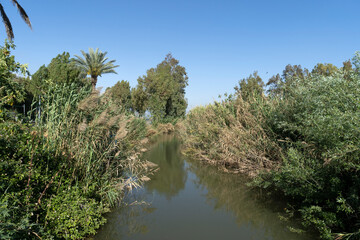 View of the Jordan River flowing into the Sea of Galilee
