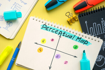Perceptual map with marks in the notepad.