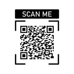 Scan me icon with Qr code for smartphone isolated on white background. Qr code for payment, advertising, mobile app vector illustration.