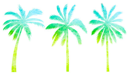 Fototapeta na wymiar palm trees watercolor silhouette, on white background, isolated, vector